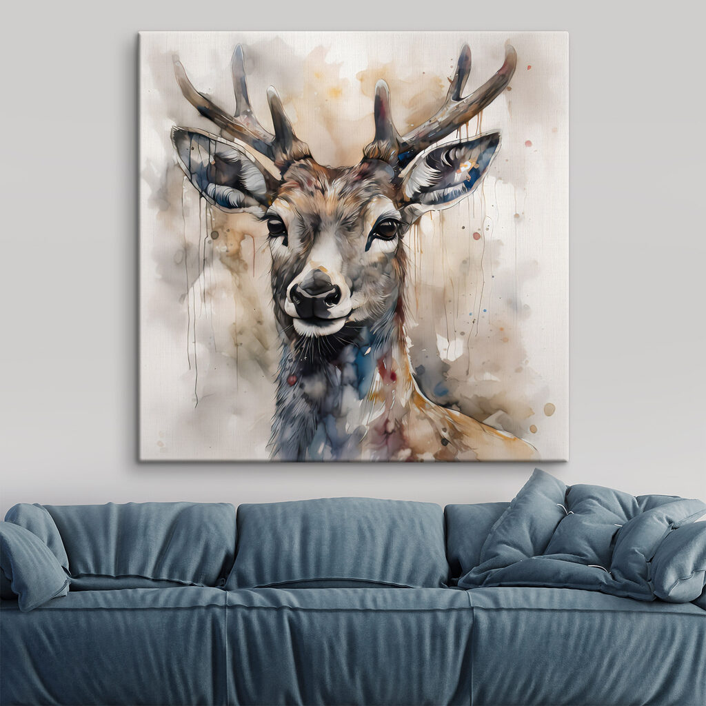 A watercolor of a deer