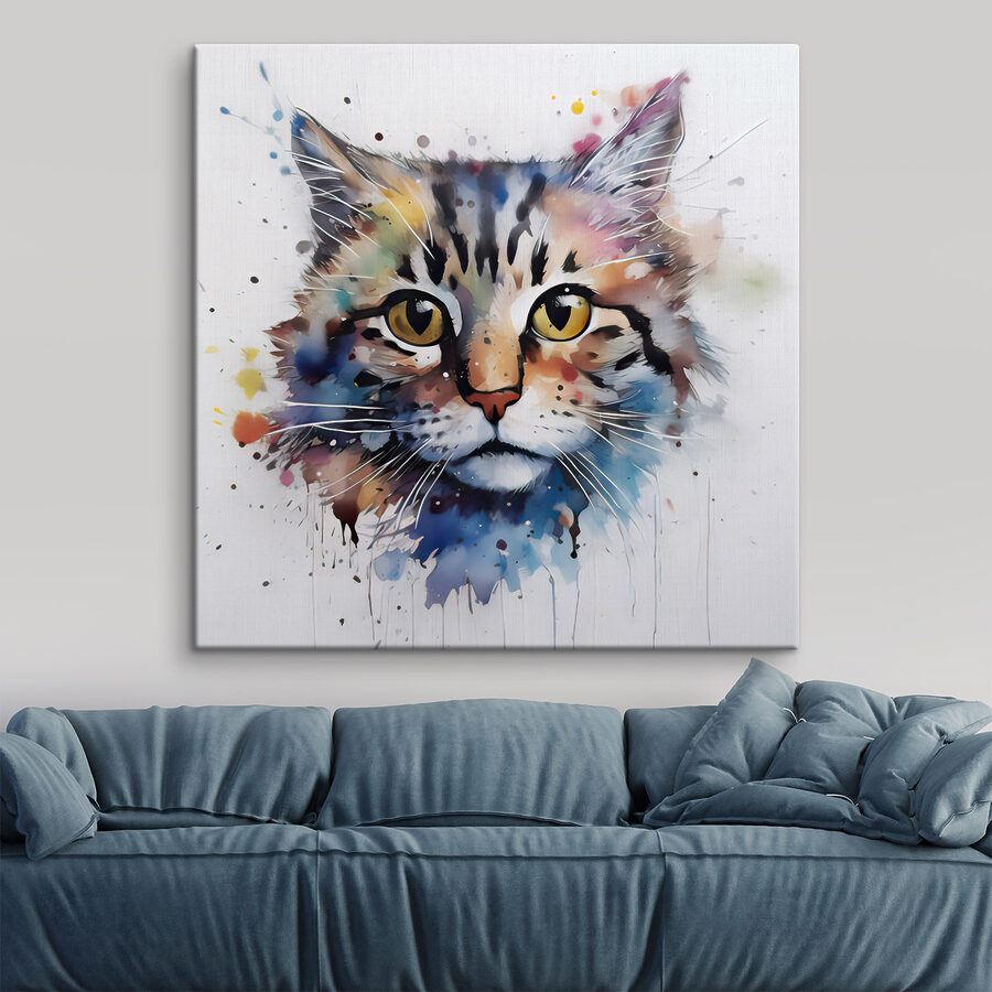 Een schilderij van een kat