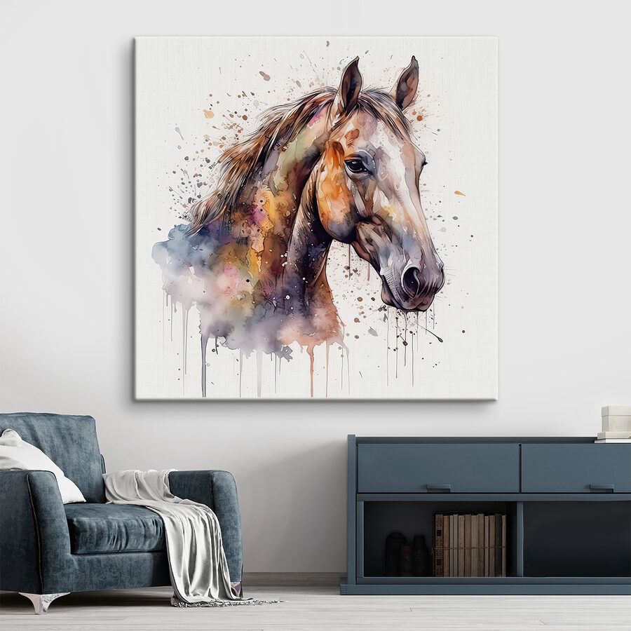 Een schilderij van een paard