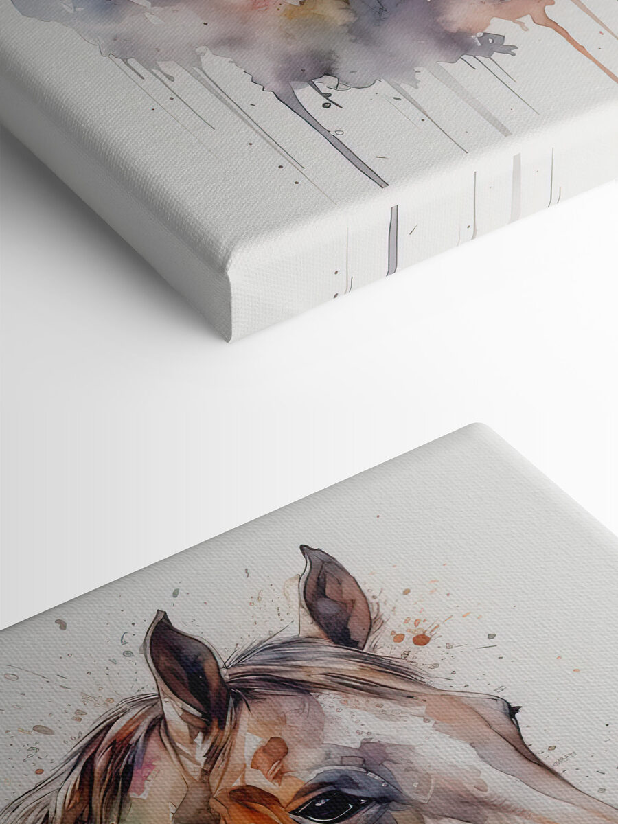 Een schilderij van een paard