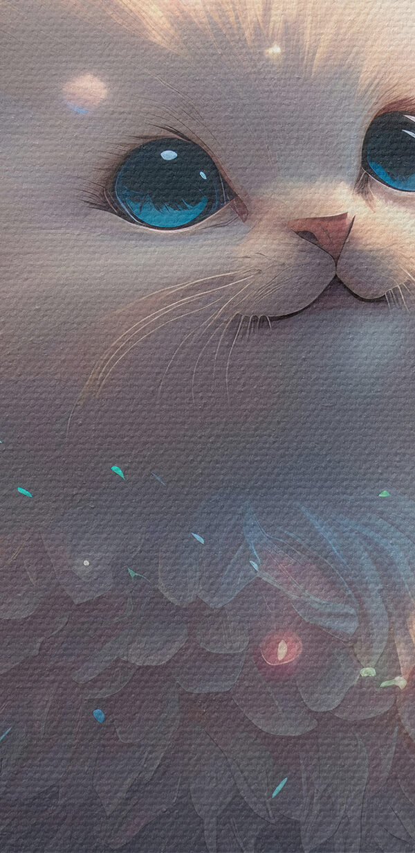Een witte pluizige kat met blauwe ogen Een witte pluizige kat met blauwe ogen