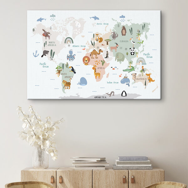 Een wereldkaart met dieren Een wereldkaart met dieren