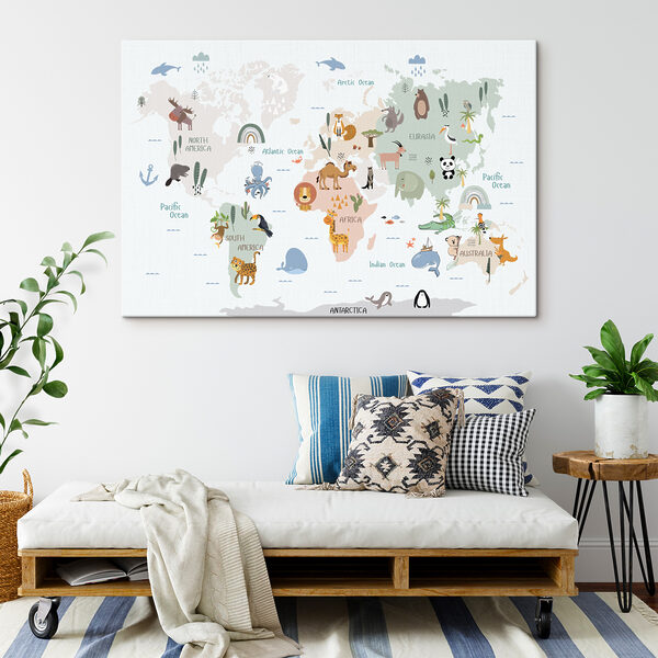 Een wereldkaart met dieren Een wereldkaart met dieren