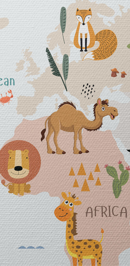 A map of the world with animals A map of the world with animals