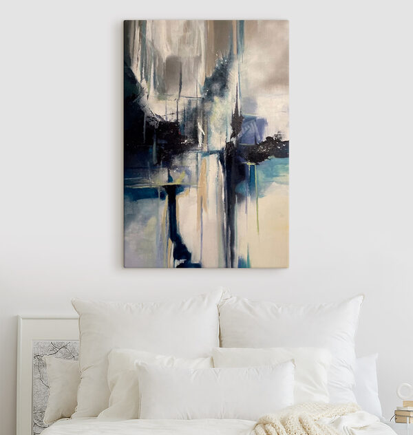 Een schilderij van een stad Een schilderij van een stad