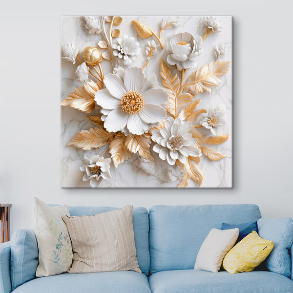 Elegant bloemmotief in crème en beige Elegant bloemmotief in crème en beige