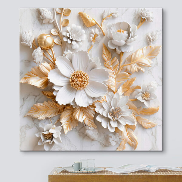 Elegant bloemmotief in crème en beige Elegant bloemmotief in crème en beige