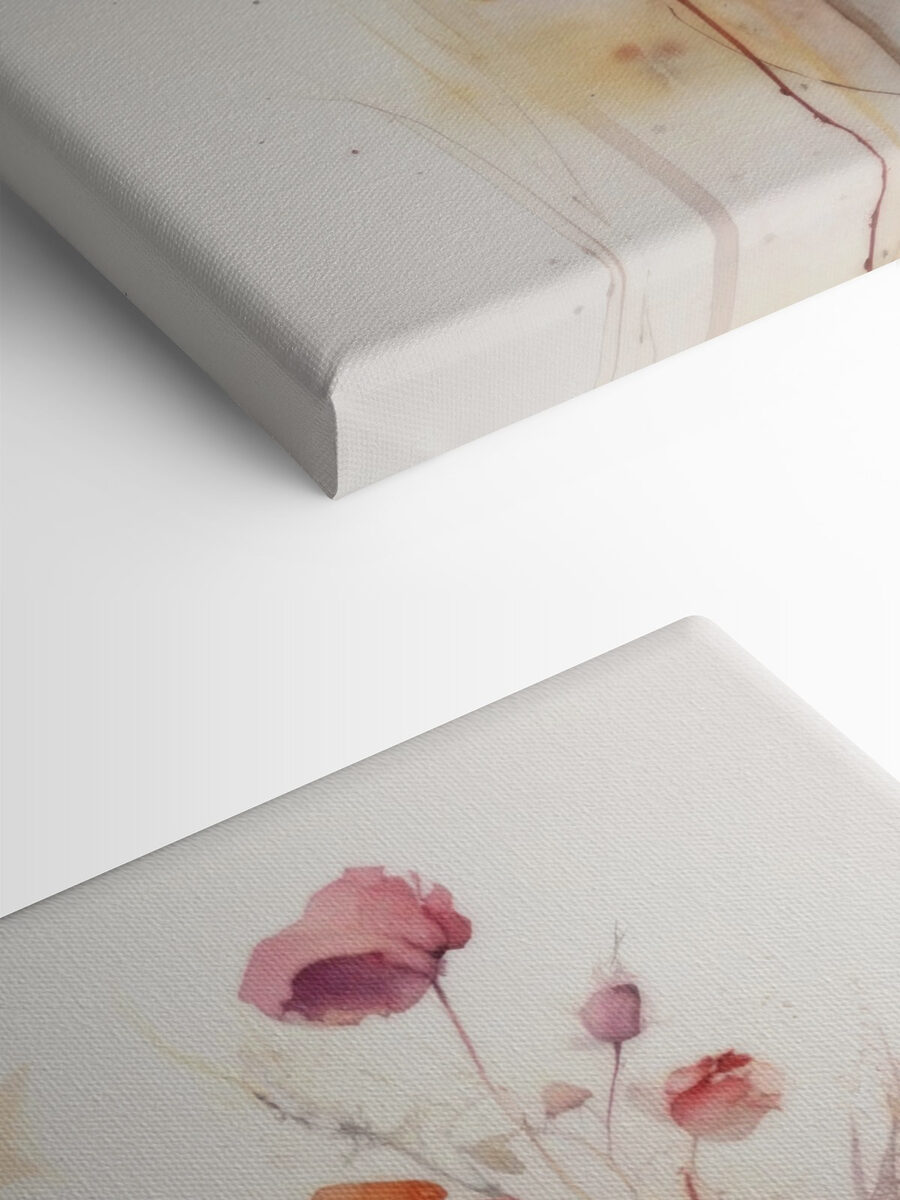 Een schilderij van bloemen op een witte achtergrond Een schilderij van bloemen op een witte achtergrond