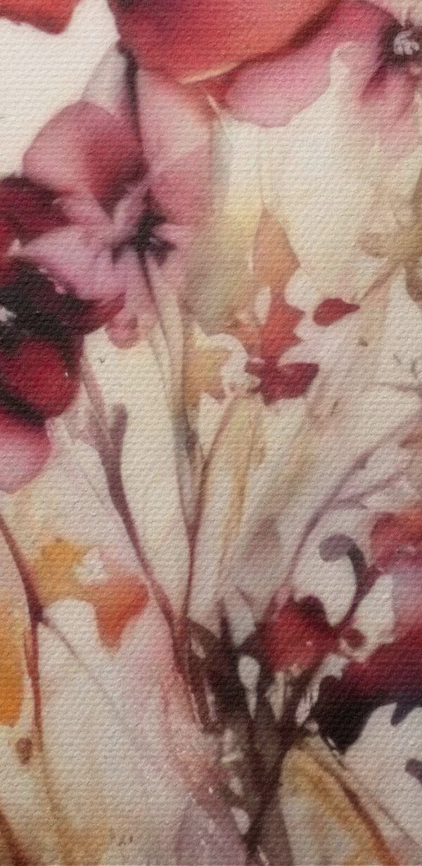 Een schilderij van bloemen op een witte achtergrond Een schilderij van bloemen op een witte achtergrond