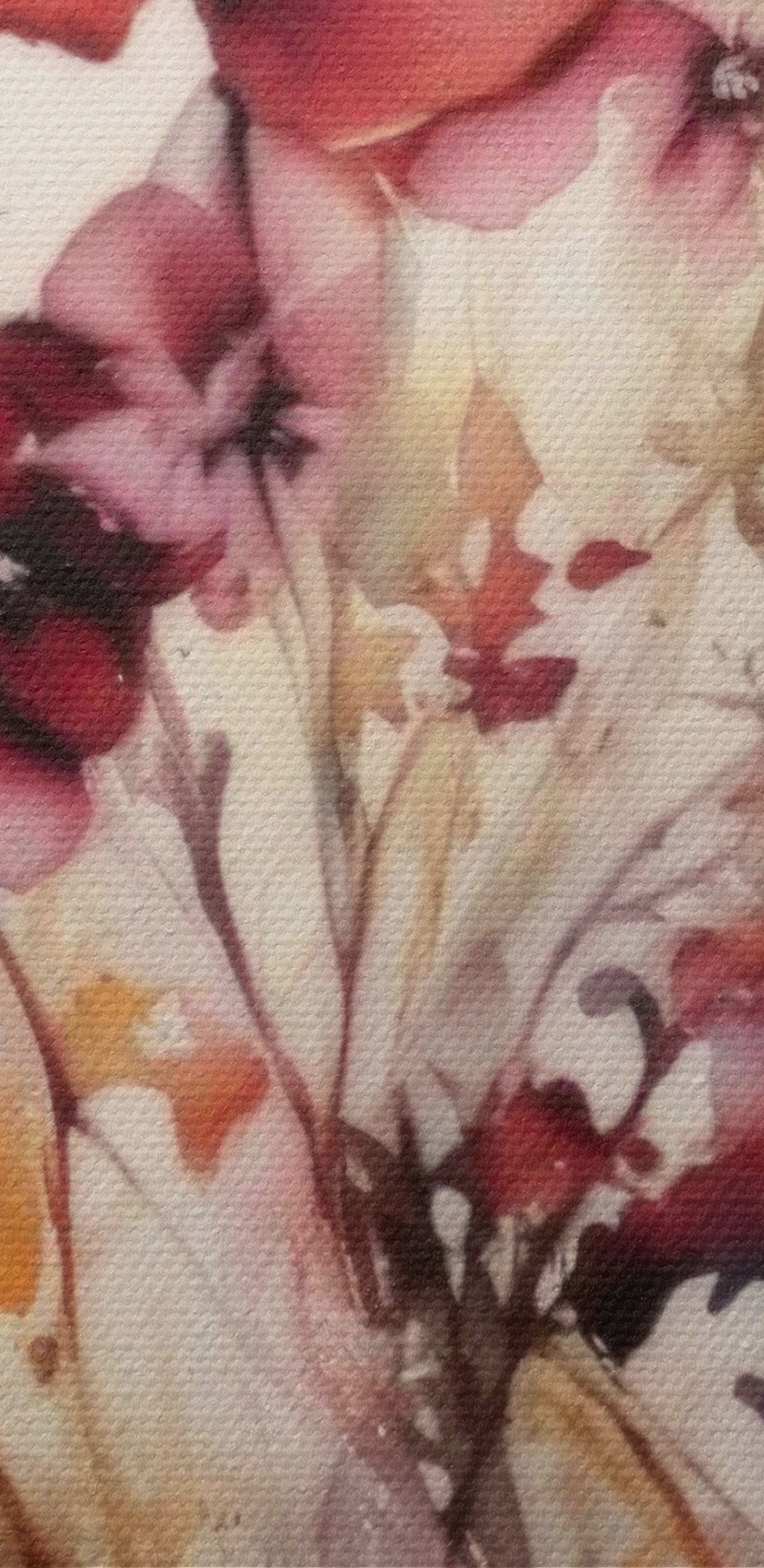 Een schilderij van bloemen op een witte achtergrond Een schilderij van bloemen op een witte achtergrond