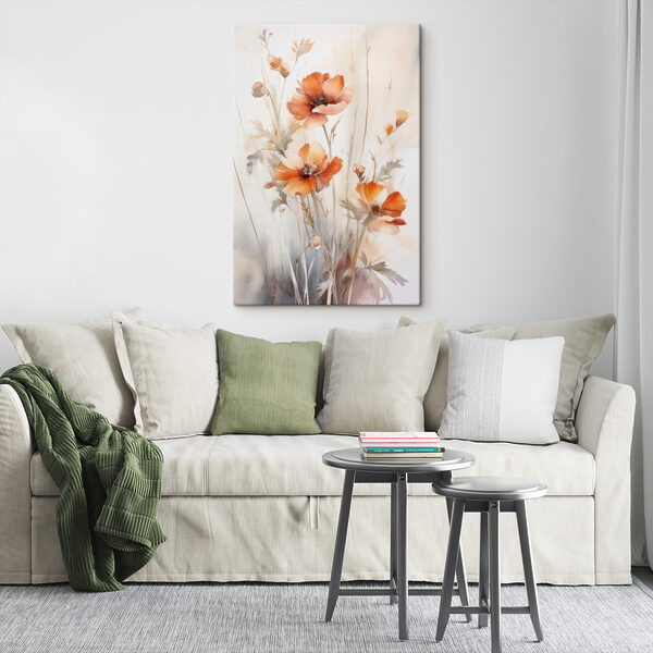 Een schilderij van oranje bloemen Een schilderij van oranje bloemen