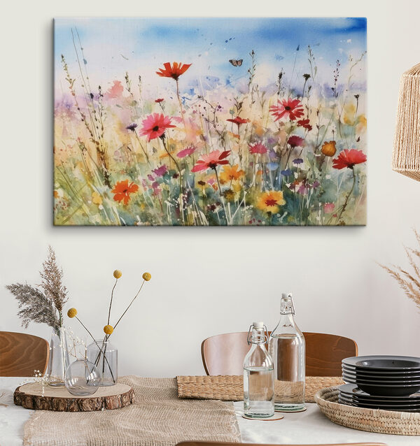 A watercolor painting of flowers and a butterfly A watercolor painting of flowers and a butterfly