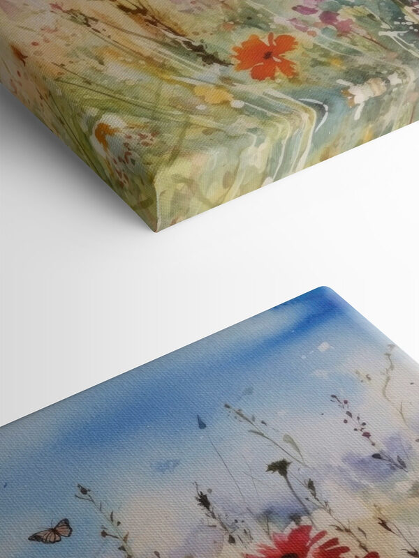 A watercolor painting of flowers and a butterfly A watercolor painting of flowers and a butterfly
