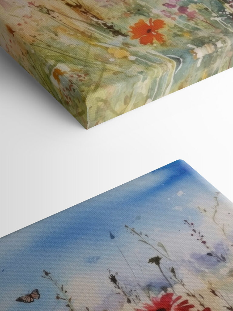 A watercolor painting of flowers and a butterfly