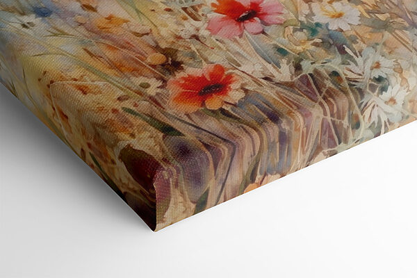 Een schilderij van bloemen en gras Een schilderij van bloemen en gras