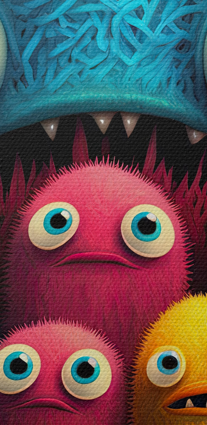 Een groep kleurrijke monsters