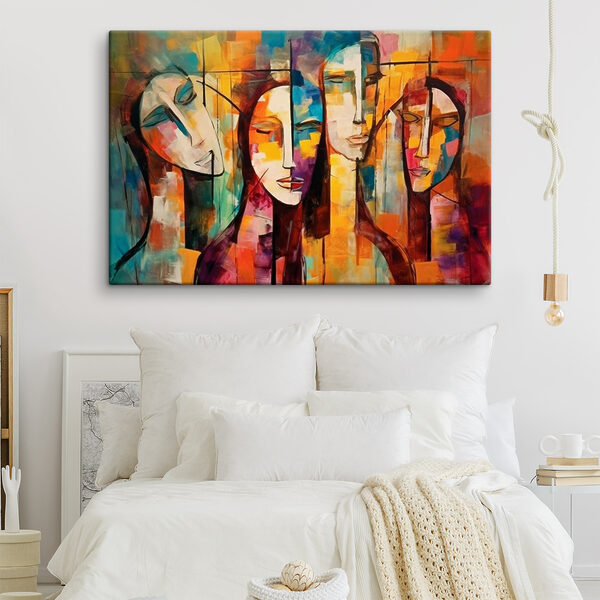 Een schilderij van mensen’s gezichten Een schilderij van mensen’s gezichten