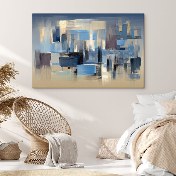 Een schilderij van een stad Een schilderij van een stad
