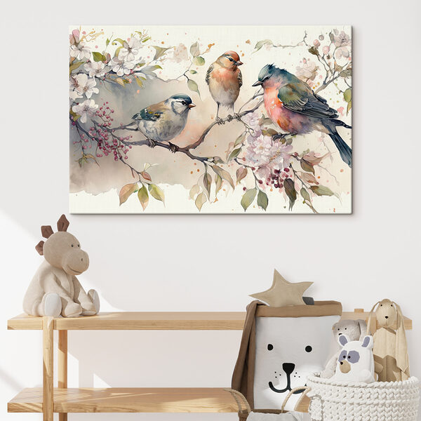Een groep vogels op een tak Een groep vogels op een tak