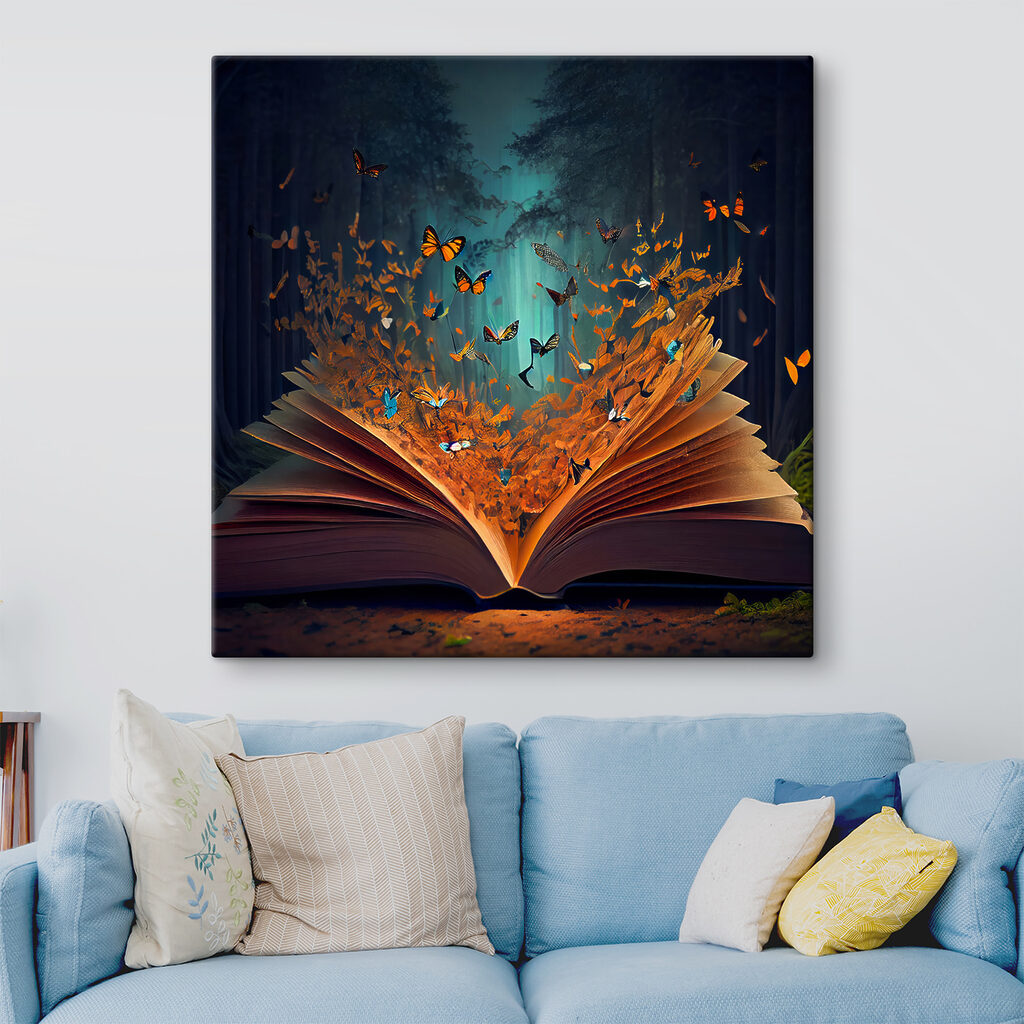 A book with butterflies coming out of it