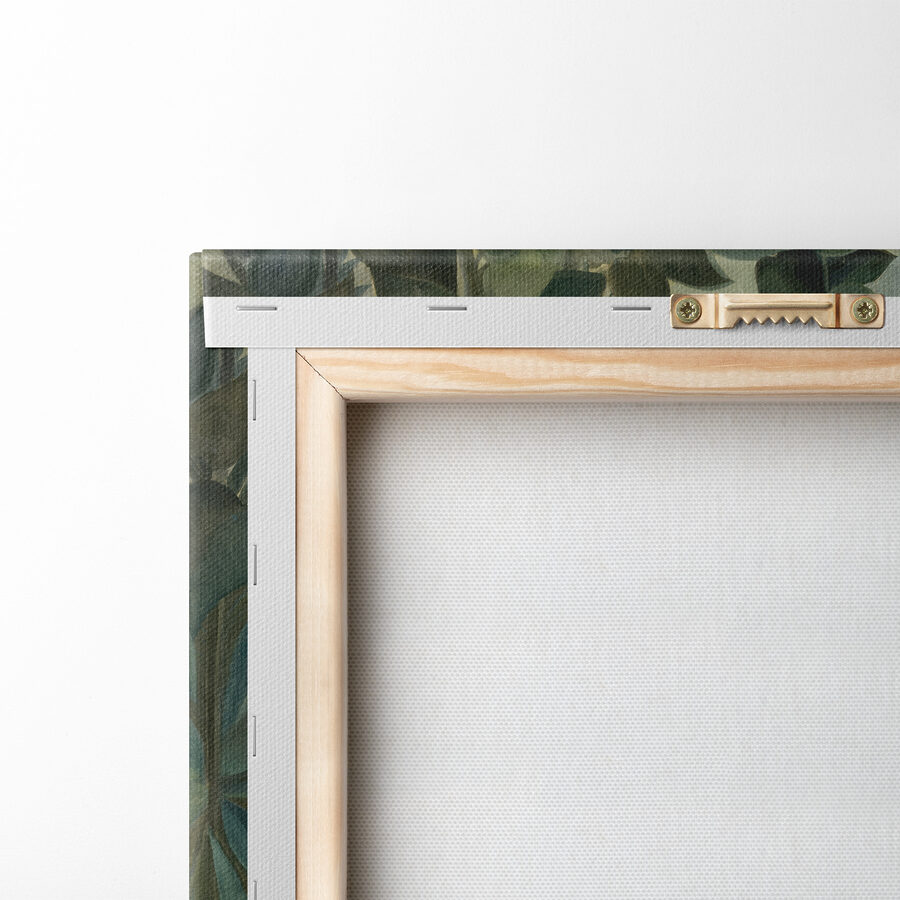 Canvas Schilderijen Een schilderij van een jungle met planten en bloemen - Afbeelding 8