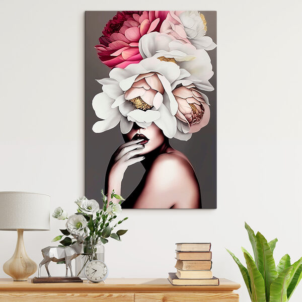 Een vrouw met bloemen op haar hoofd Een vrouw met bloemen op haar hoofd