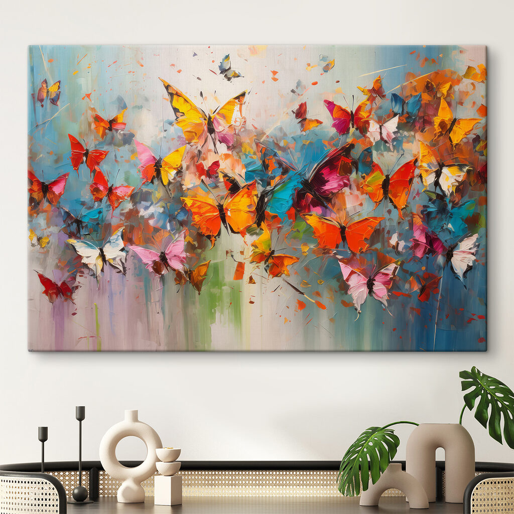 A group of butterflies flying