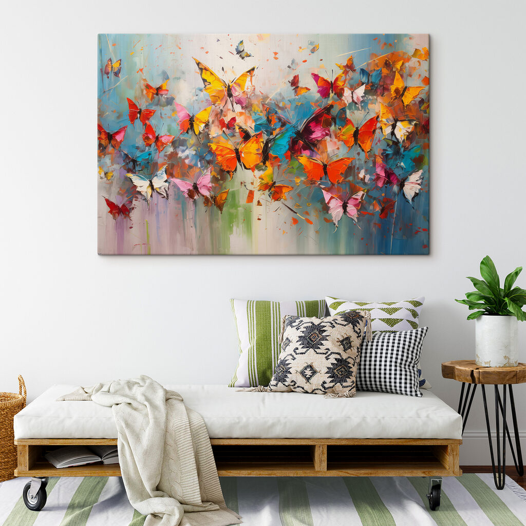 A group of butterflies flying