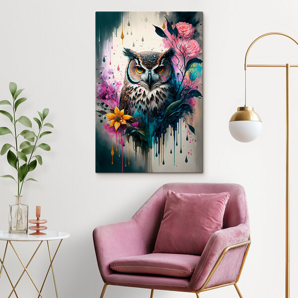 Een uil met bloemen Een uil met bloemen
