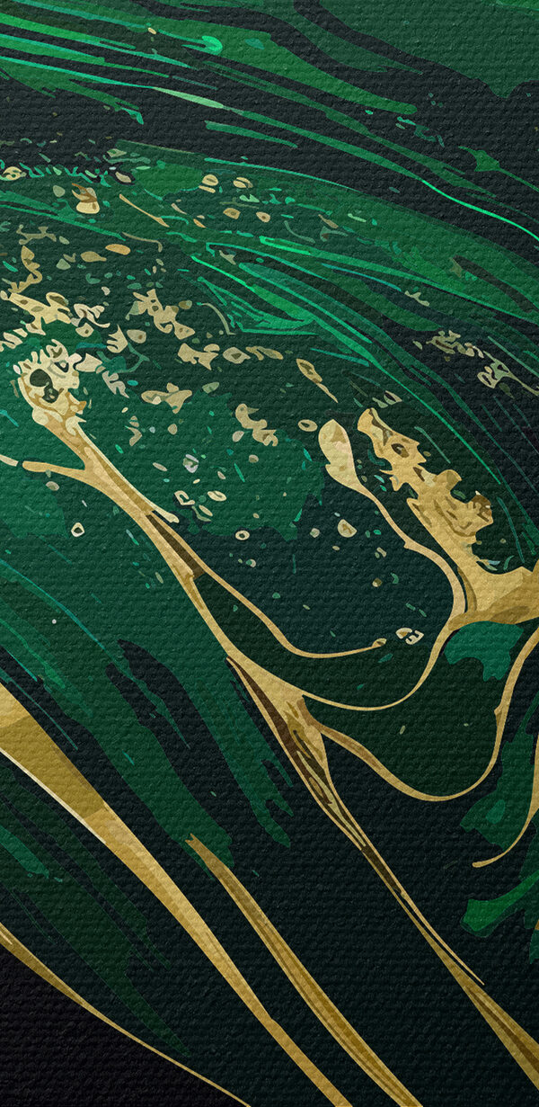 Emerald swirls met sprankelende accenten. Emerald swirls met sprankelende accenten.