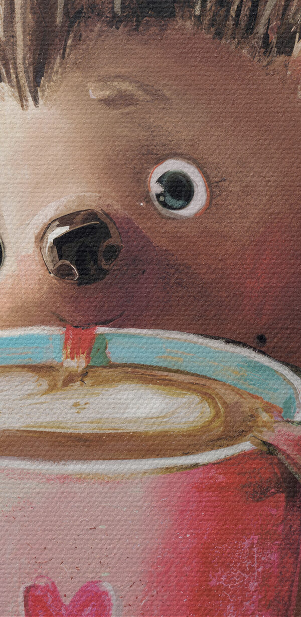 Een egel met een kop koffie Een egel met een kop koffie