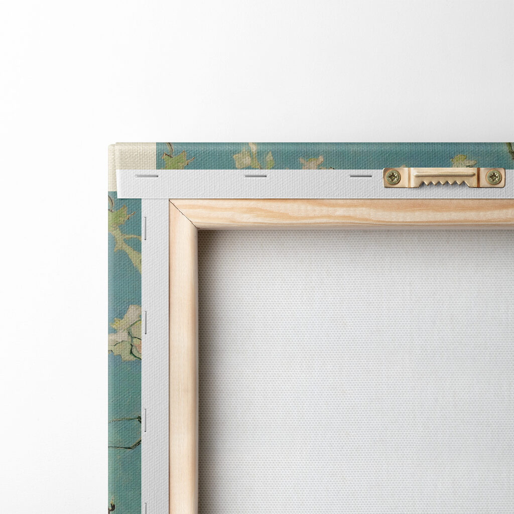 A painting of a tree with white flowers