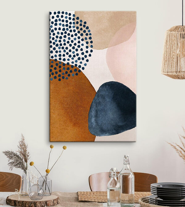 Een schilderij van verschillende vormen en kleuren Een schilderij van verschillende vormen en kleuren