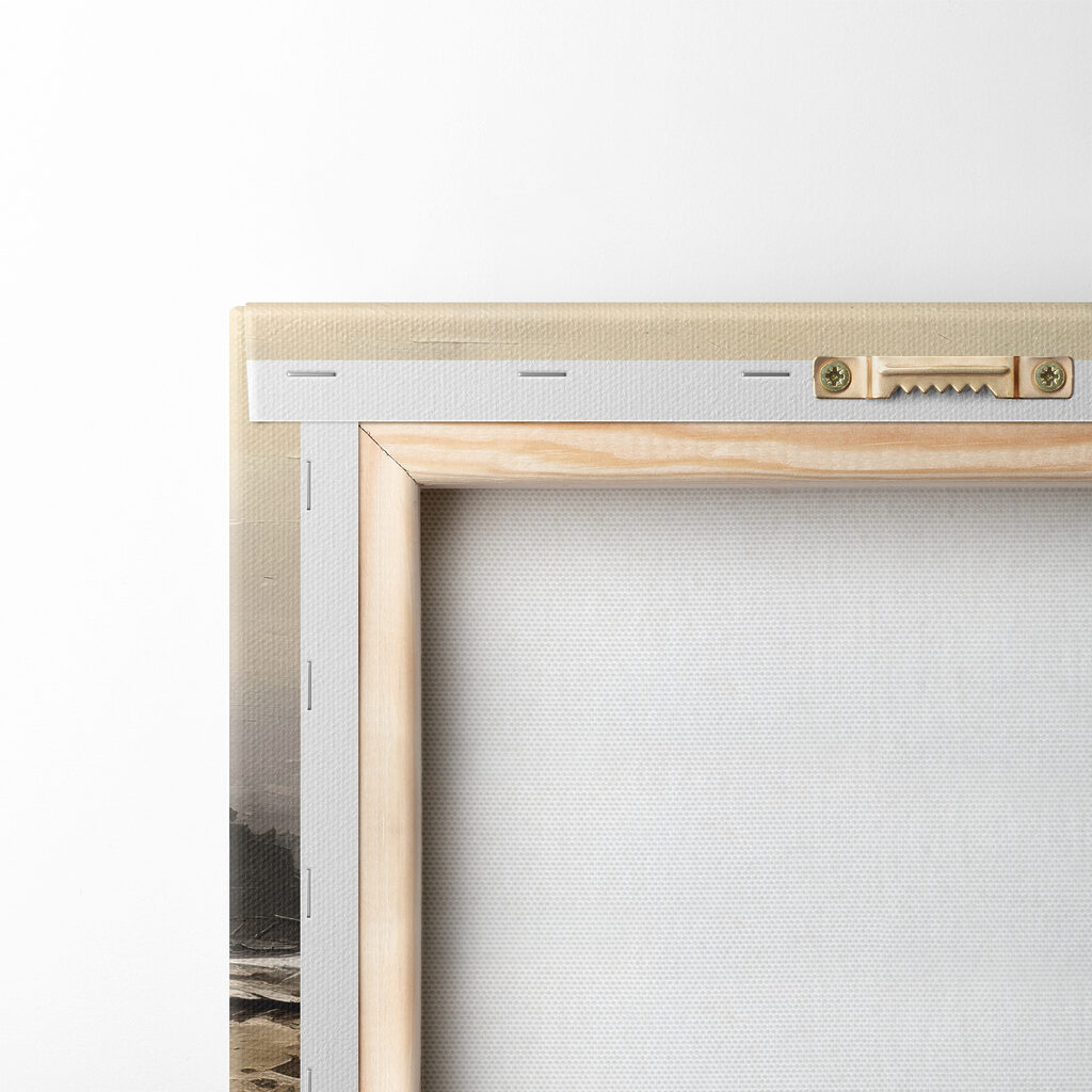 A painting of a beach with the sun in the background