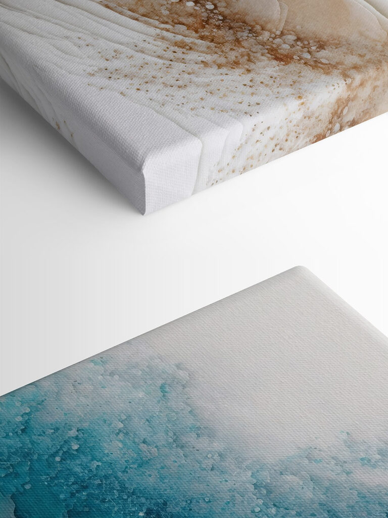 A blue and white watercolor painting