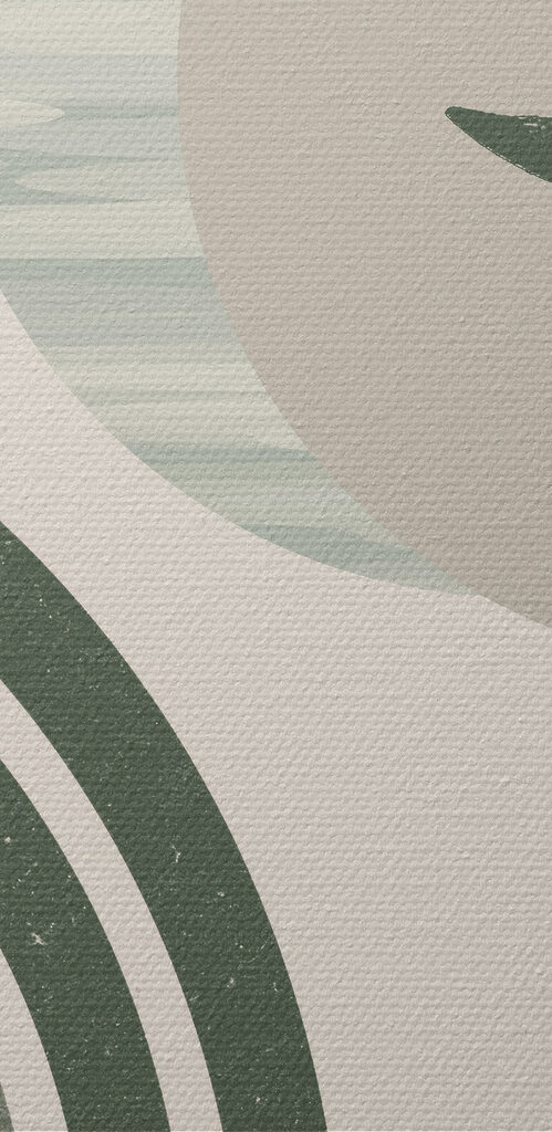 A green and white rainbow with a leaf and a plant A green and white rainbow with a leaf and a plant