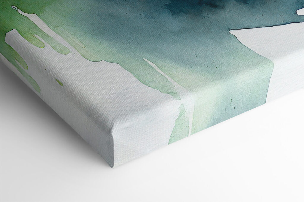 A watercolor painting of a boat on a river