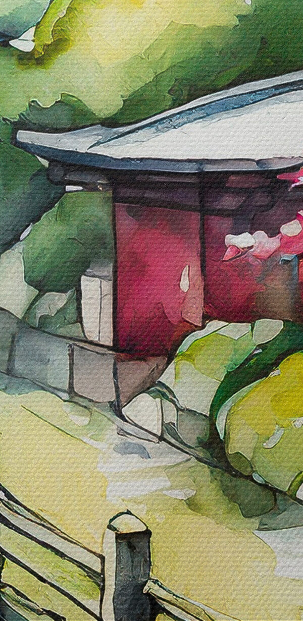 A watercolor painting of a boat on a river A watercolor painting of a boat on a river