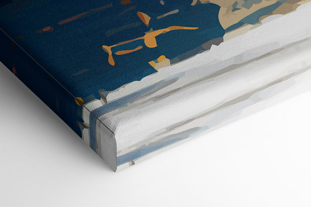 A painting of blue and white and brown paint A painting of blue and white and brown paint
