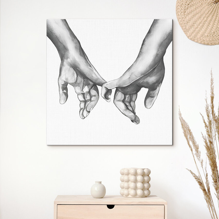 Een tekening van twee handen die elkaar vasthouden