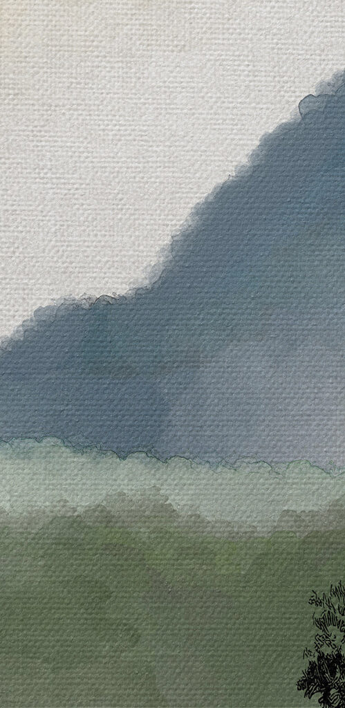 A painting of a mountain range A painting of a mountain range