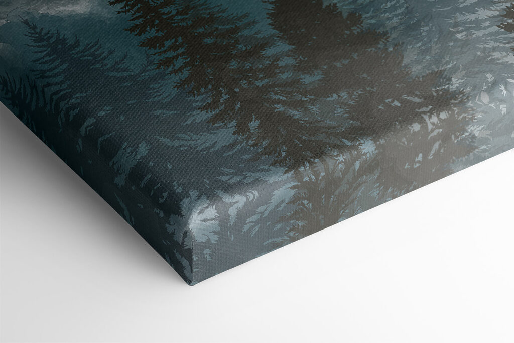 A landscape of mountains and trees