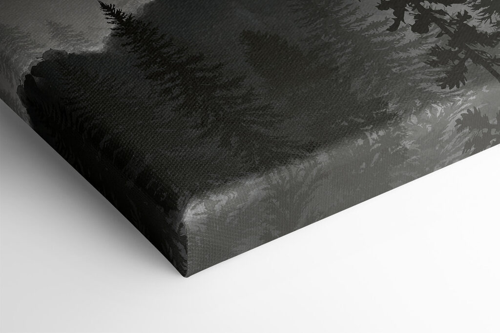 A landscape of mountains and trees