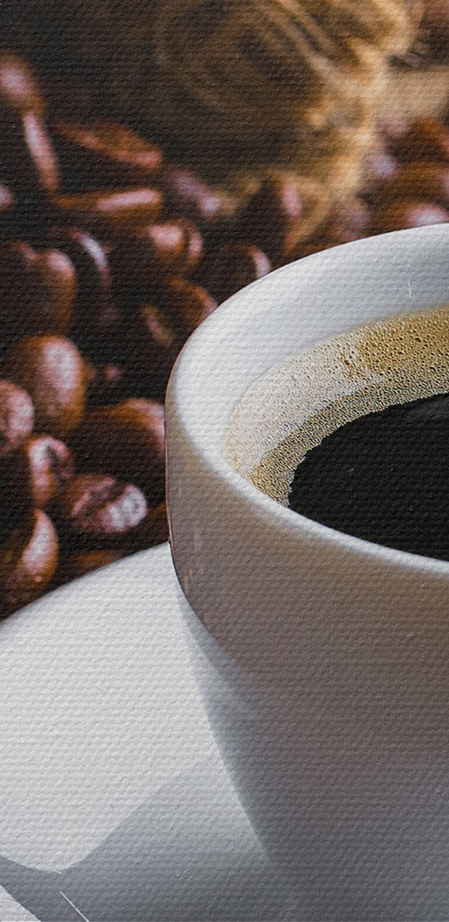Een kop koffie en een zak koffiebonen Een kop koffie en een zak koffiebonen