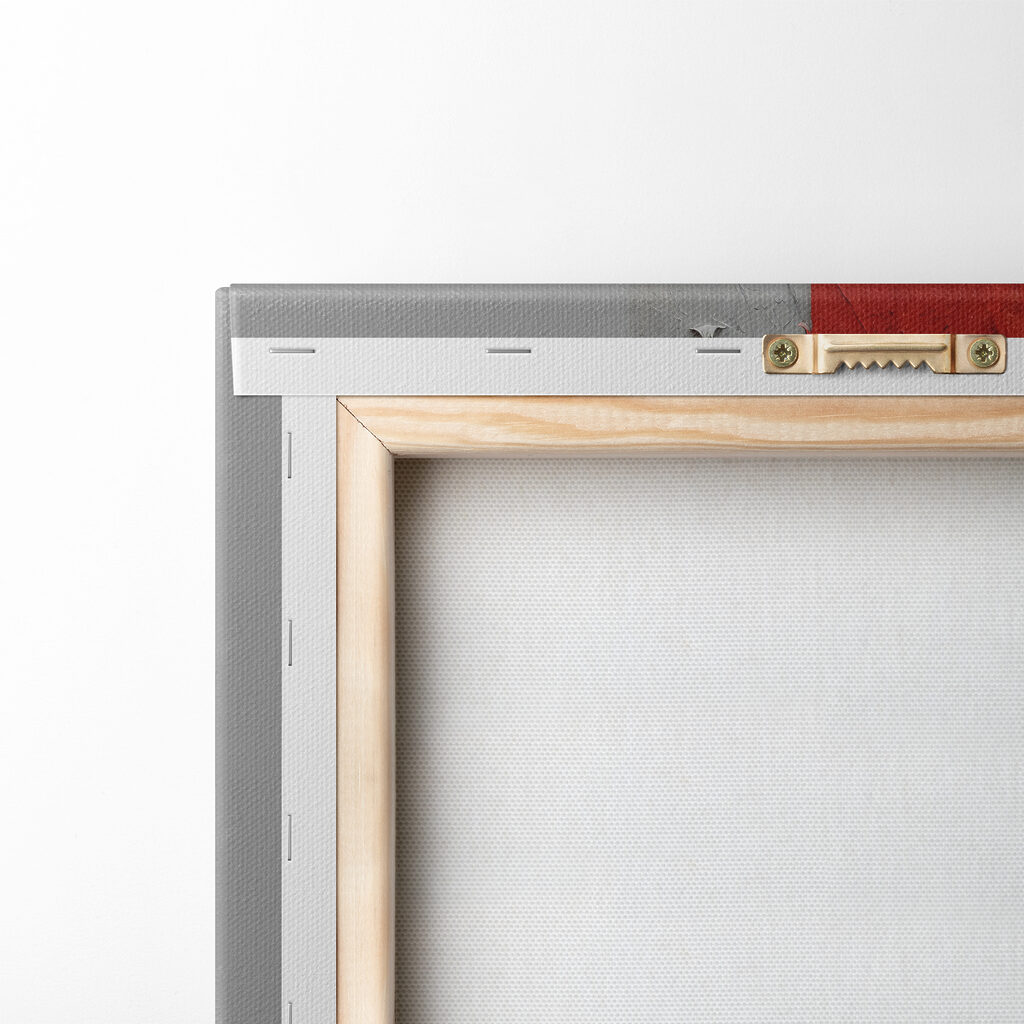 A painting of a red square with black and white paint A painting of a red square with black and white paint