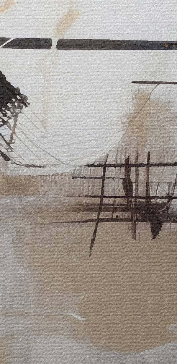 Een schilderij van een landschap Een schilderij van een landschap