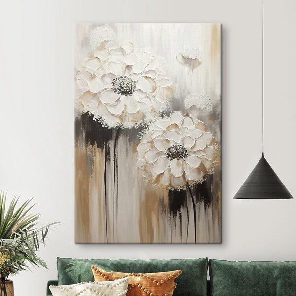 Een schilderij van witte bloemen Een schilderij van witte bloemen