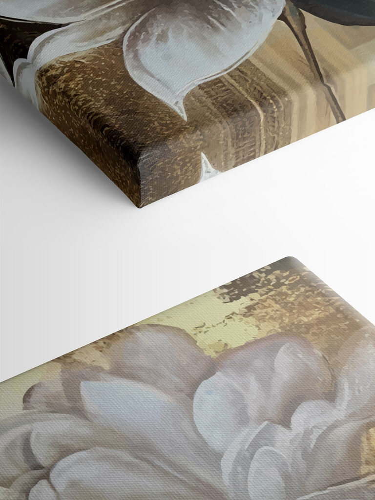 A painting of flowers on a wall