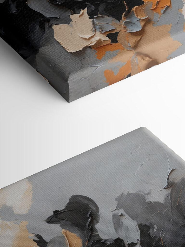 A close up of a painting