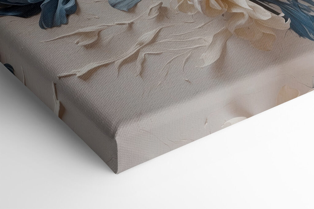 A painting of flowers on a white surface